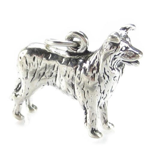 Border Collie dog sterling silver charm .925 x 1 Collies charms Dogs.