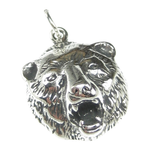 Bears Head sterling silver charm pendant .925 x 1 Bear pendants charms