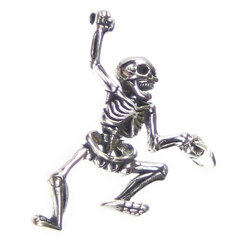 Skeleton 2D sterling silver charm pendant .925 Skeletons charms