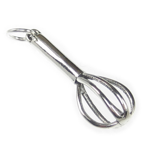 Whisk sterling silver charm .925 x 1 Cooks and Hand Whisks charms