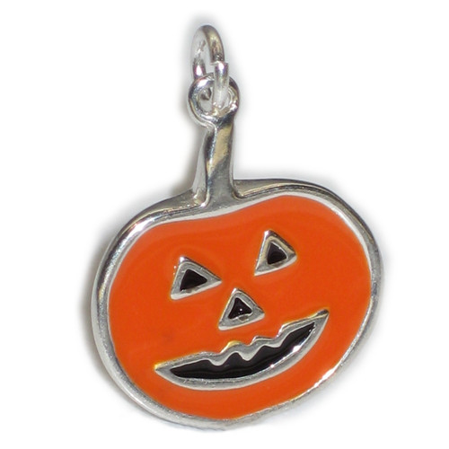 Pumpkin Halloween sterling silver charm .925 x 1 Pumpkins charms