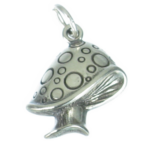 Mushroom Toadstool sterling silver 2D charm .925 x 1 Mushrooms charms