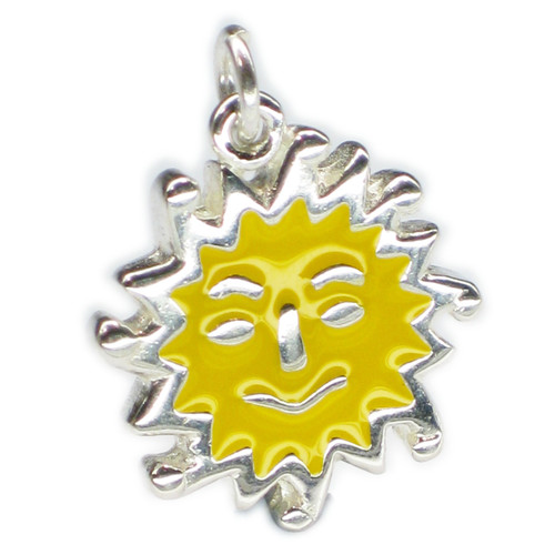 Sun Face sterling silver charm or pendant .925 x 1 Weather charms