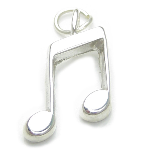 Music note sterling silver charm - pendant .925 x 1 musical notes charms