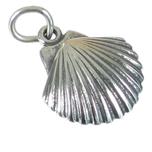 Scallop Shell sterling silver charm .925 x 1 Scallops Shells charms