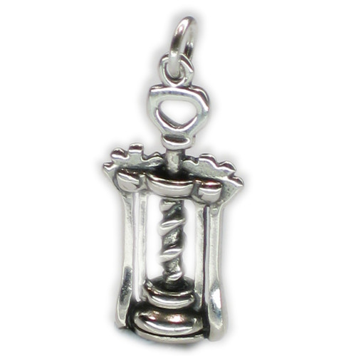 Corkscrew sterling silver charm .925 x 1 Wine and Drinking charms