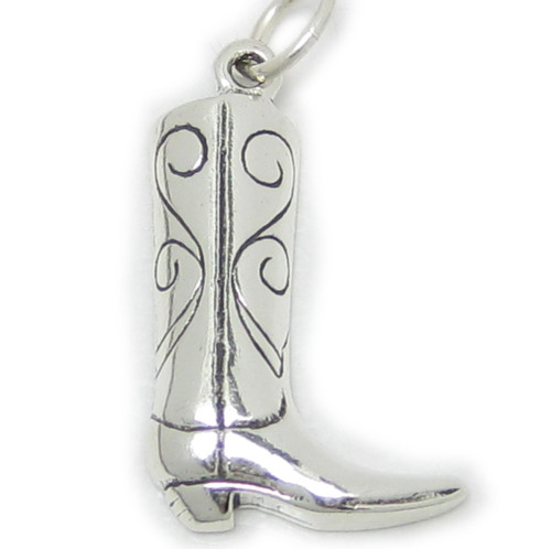 Boot 2D sterling silver charm .925 x 1 boots shoes charms