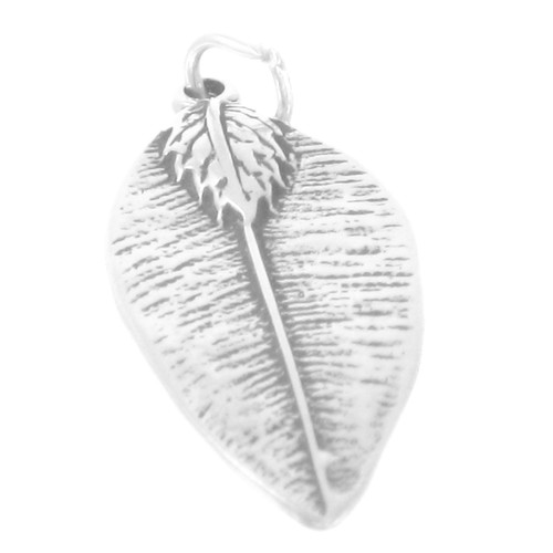 Coca leaf sterling silver charm - pendant .925 x 1 Cocas leaves charms
