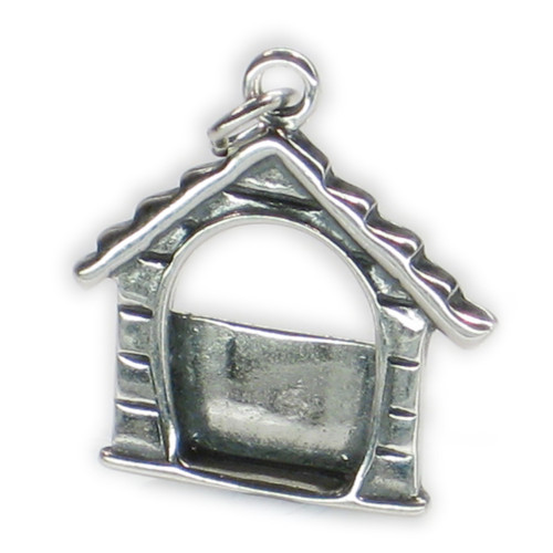 Dog house Kennel Photo Holder sterling silver charm .925