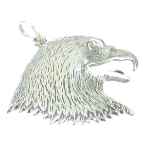 Eagle Head 2D sterlng silver large charm pendant .925 Eagles pendants