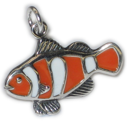 Clown Fish sterling silver charm pendant .925 x 1 Clown Fishes