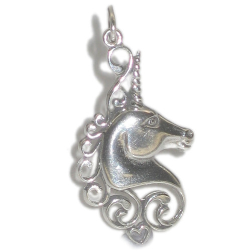 Unicorn 2D sterling silver charm .925 Unicorns charms A1