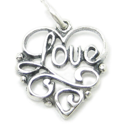 Love sterling silver charm .925 x 1 Loving Caring charms pendants