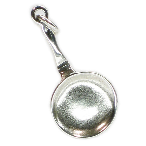 Frying Pan sterling silver charm .925 x 1 Cooking and chef charms