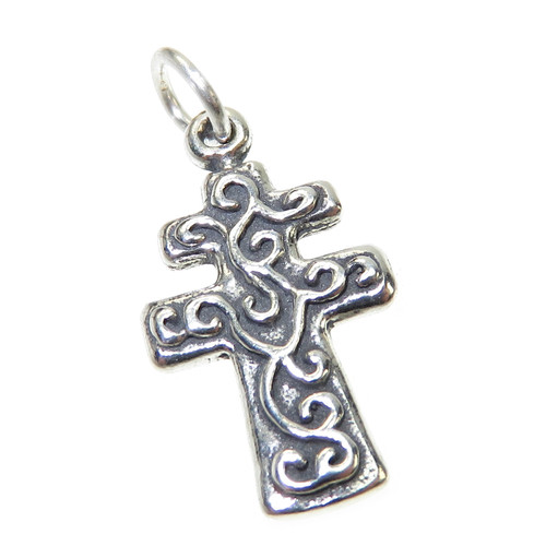 Double Cross sterling silver charm .925 x 1 Crosses charms