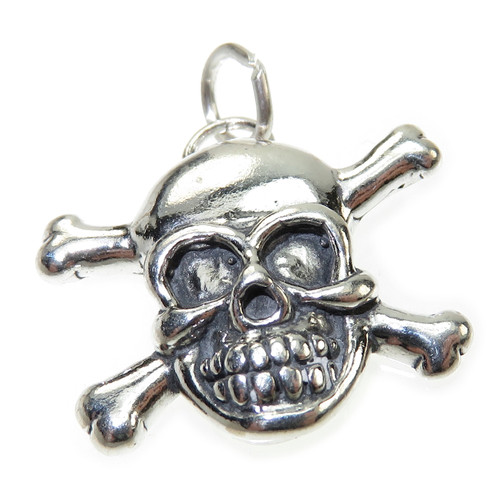 Skull and Crossbones sterling silver charm .925 x 1 Pirates charms A2