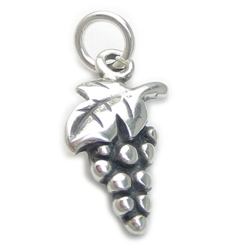 Bunch of Grapes 2D small sterling silver charm .925 x 1 grape charms