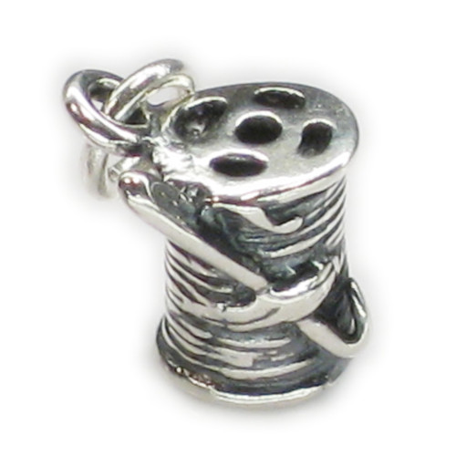 Cotton Reel and Needle sterling silver charm .925 Sewing Charms