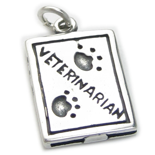 Veterinarian Book sterling silver charm .925 Vet Books Vets charms
