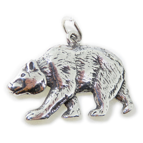 Bear 2D sterling silver charm pendant .925 x 1 Bears charms & pendants