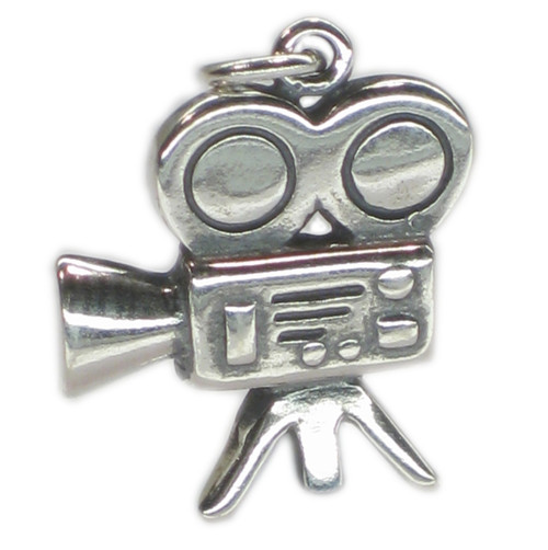 Movie Camera 2D sterling silver charm .925 x 1 Movies charms
