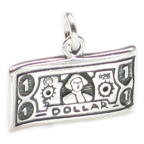 Dollar bill sterling silver charm .925 x 1 Money Dollars charms
