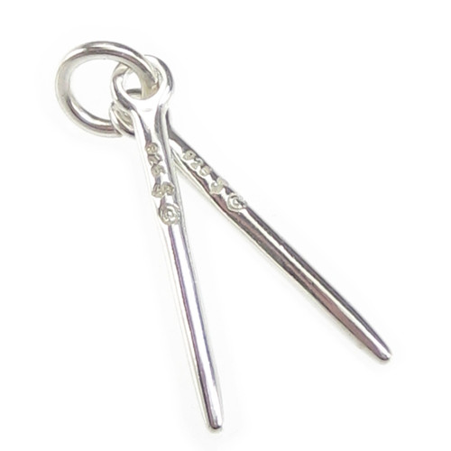 Chopsticks SMALL sterling silver charm .925 x 1 Chop Sticks charms