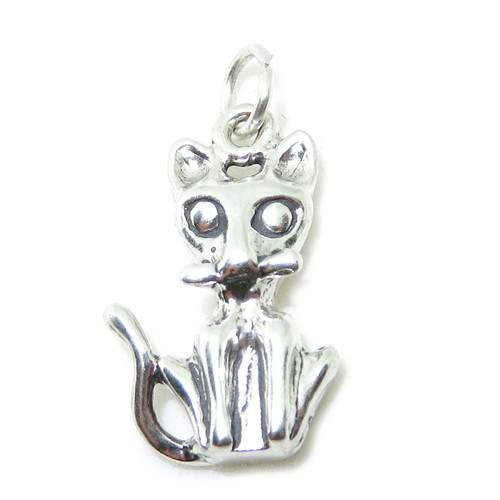 Cat sterling silver charm .925 x 1 Pussy Cats charms A1