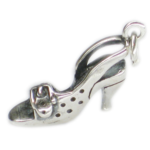 Sling back sandal style shoe sterling silver charm .925 x1 shoes charms