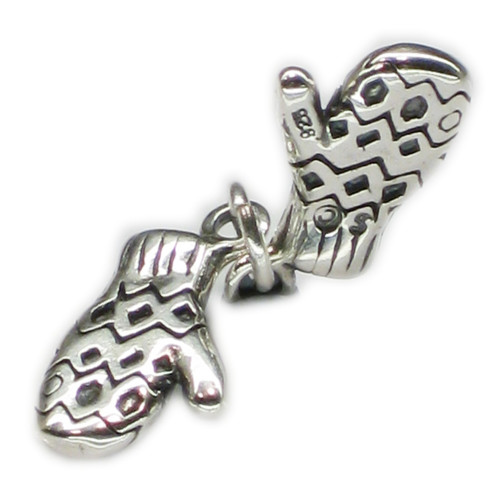 Pair of Mittens sterling silver charm .925 Mitten and gloves charms