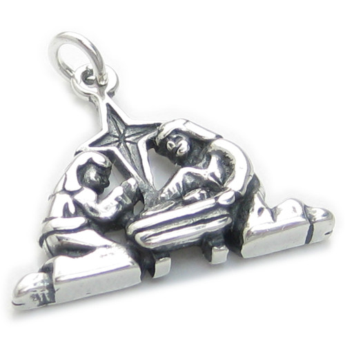 Nativity Scene sterling silver charm .925 x 1 Christmas Xmas charms