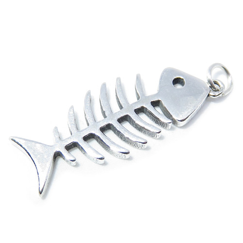 Fish Bones sterling silver charm .925 x 1 Fishes Bone charms