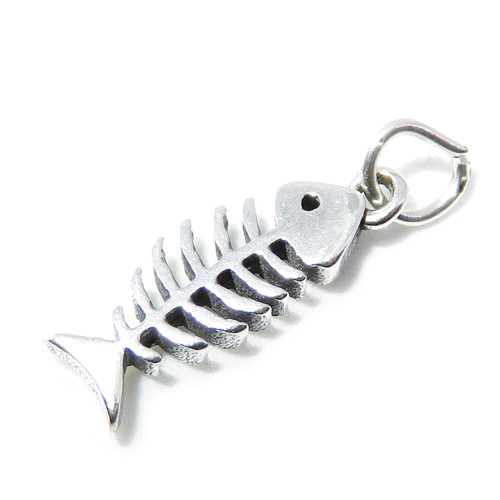 Fish Bones sterling silver charm .925 x 1 Fishes Bone charms C2