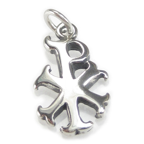 Greek Christ symbol sterling silver charm .925 Labarum Chi-Rho