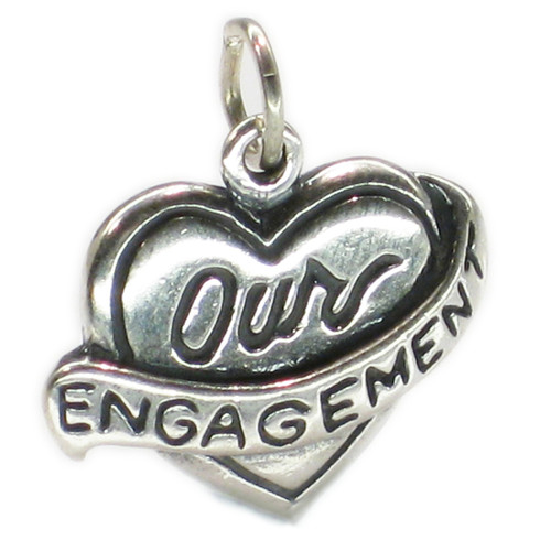 Our Engagement 2D sterling silver charm .925 x 1 Love charms
