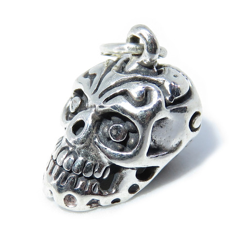 Sugar Skull sterling silver charm .925 x 1 Day of the Dead charms