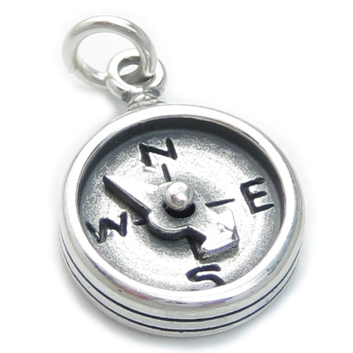 Compass sterling silver charm .925 x 1 Compas Navigation charms