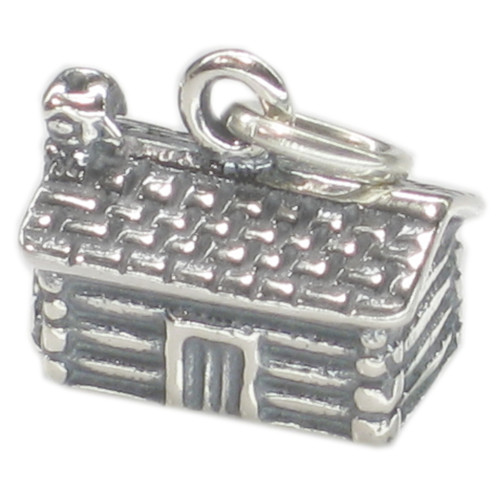 Log Cabin sterling silver charm .925 x 1 Holiday Escape charms