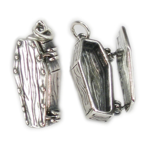 Opening Coffin sterling silver charm .925 x1 Coffins - Halloween charms