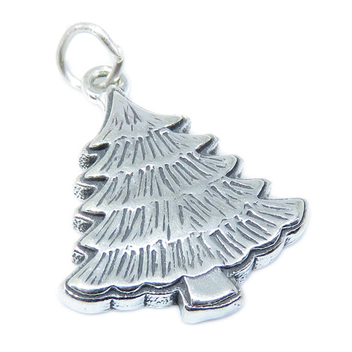Christmas Tree sterling silver charm pendant .925 x 1 Xmas Trees charms