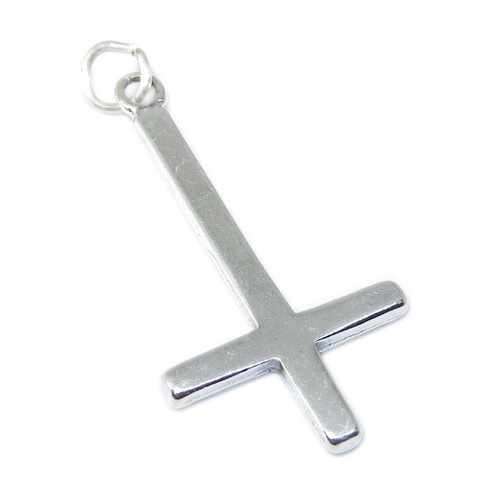Cross of Saint Peter sterling silver charm pendant inverted crosses