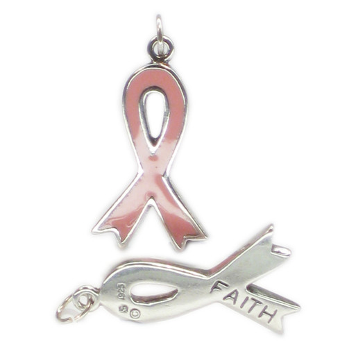 Faith Ribbon sterling silver charm pendant .925 x 1 Ribbons charms