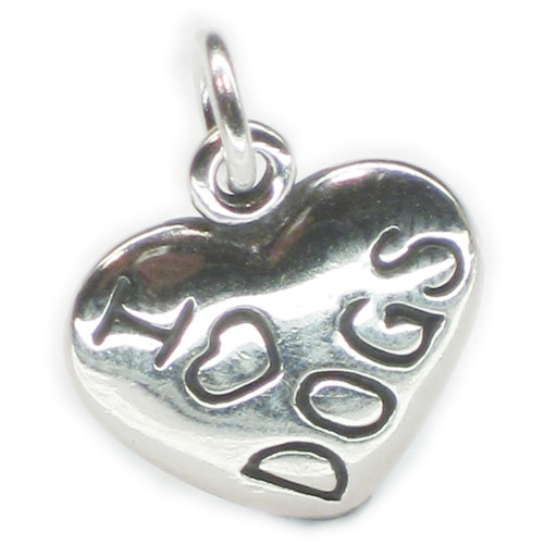 I Love Dogs sterling silver charm .925 x 1 Doggy Dogs charms