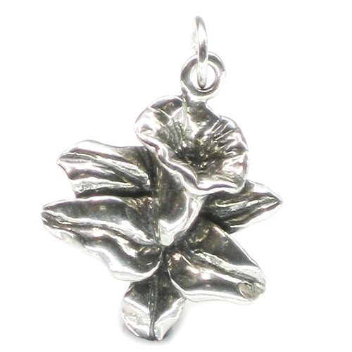 Lily Flower sterling silver charm pendant .925 x1 Lilies flowers charms