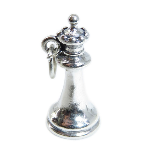 Queen Chess Piece sterling silver charm .925 x 1 Queens Pieces charms