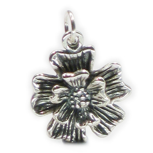 Flower with drop loop silver charm pendant Flowers charms