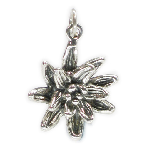 Flower sterling silver charm .925 x 1 flowers charms