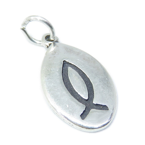 Christian Fish sterling silver charm .925 x 1 Fishes Holy Christ charms A2