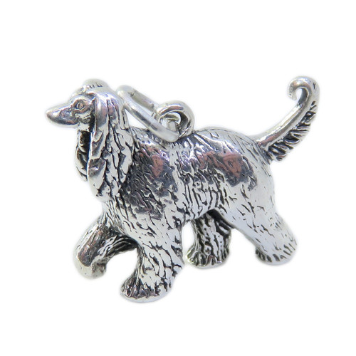 Afghan Hound dog sterling silver charm .925 x 1 Afghans Hounds charms