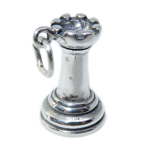Castle Chess piece sterling silver charm .925 x 1 Games Rook charms